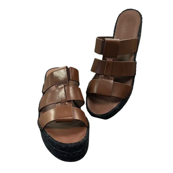Vince Sabella Mahogany Platform Espadrille Leather Sandal Size 9 Made in Spain - Picture 3 of 8